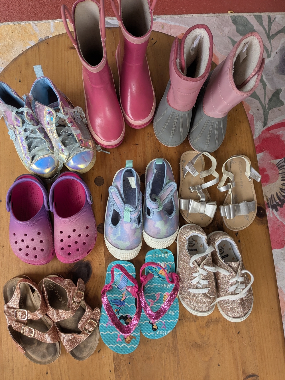 ✨ BUNDLE ✨3pc Toddler Girl Sparkly Glitter Sneaker & Water Shoe Lot Size 8